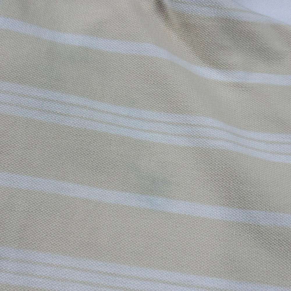 Vintage Polo Ralph Lauren Stripe Polo Shirt Mens XL Pocket USA Beige Cotton